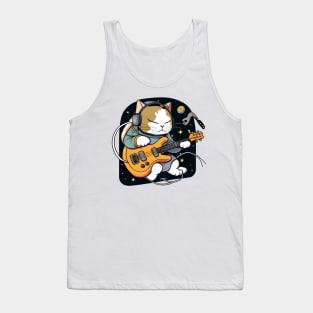 Cute Musician Cat Kitty Playing Guitar - Funny Cats Tank Top